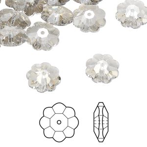 Margarita flower 12pk crystal silver shade, Crystal Passions® 10x3.5mm 3700