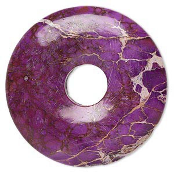 Focal, magnesite (dyed / stabilized), purple, 40mm hand-cut round donut, B grade, Mohs hardness 3-1/2 to 4. Sold individually. image number 0