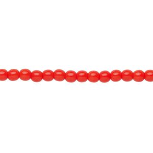 Bead, Czech glass druk, opaque orange, 4mm round. Sold per 15-1/2" to 16" strand.