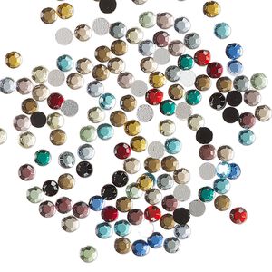 Flat back mix, Preciosa Czech crystal rhinestone, foil back, pkg/144, 2.7-2.9mm round, SS10, mixed colors.