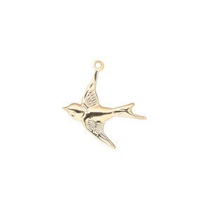 Charm, 14Kt gold-filled, 18x17mm single-sided flying bird. Sold per pkg of 2.