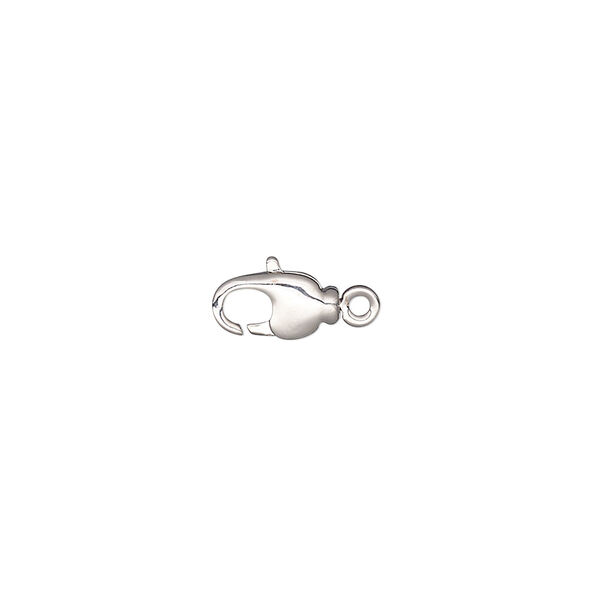 Clasp, lobster claw, rhodium-plated brass and steel, 9x5mm with swivel. Sold per pkg of 10. image number 0