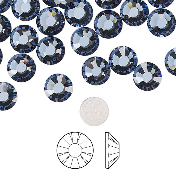 Flat back 12pk denim blue foil back, Preciosa MAXIMA Czech crystal hotfix rhinestone 7.069-7.272mm chaton rose round SS34 image number 0