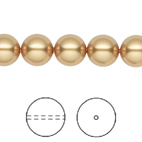 Pearl 1pkg100 royal gold, Swarovski®, 10mm round 5810 image number 0