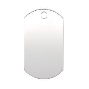 Focal, sterling silver, 35x19.5mm single-sided smooth flat dog tag with top hole, 23-25 gauge. Sold individually.