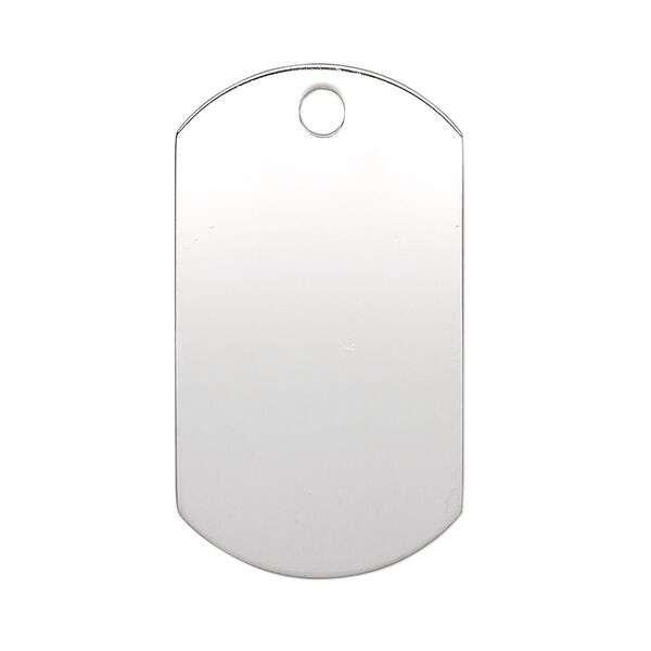 Focal, sterling silver, 35x19.5mm single-sided smooth flat dog tag with top hole, 23-25 gauge. Sold individually. image number 0