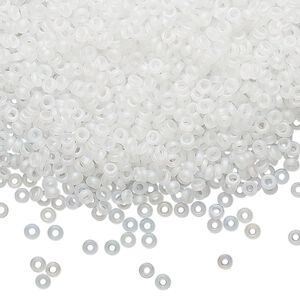 Seed bead, Miyuki, glass, pkg/10g, 2.2x1mm spacer rondelle, translucent matte clear, (SPR2.2-131FR).