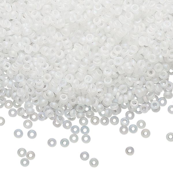 Seed bead, Miyuki, glass, pkg/10g, 2.2x1mm spacer rondelle, translucent matte clear, (SPR2.2-131FR). image number 0