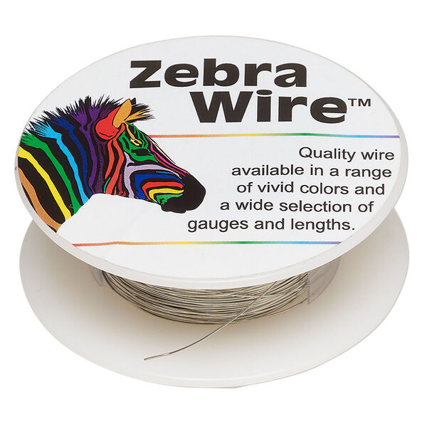 Wire, Zebra Wire™, tinned copper, silver color, round, 28 gauge. Sold per 40-yard spool. image number 0
