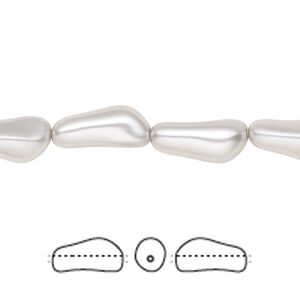 Pearl 10pk light grey, Crystal Passions® 14x6mm baroque elongated 5844