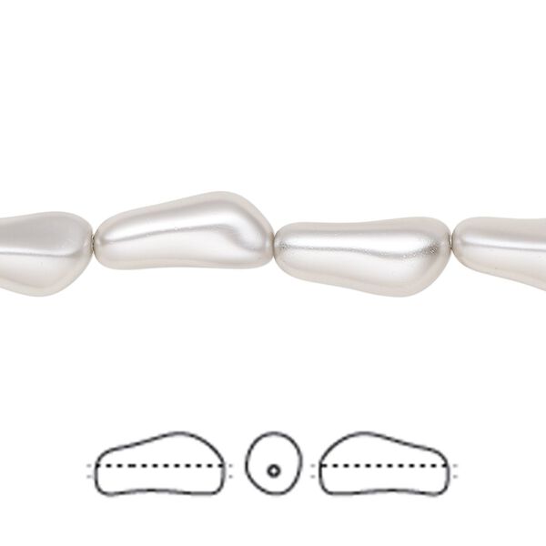 Pearl 10pk light grey, Crystal Passions® 14x6mm baroque elongated 5844 image number 0