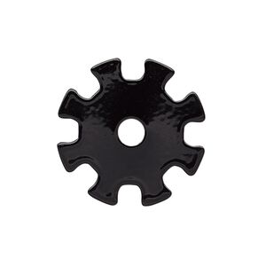 Component, painted steel, black, 25mm gear with 4mm center hole. Sold per pkg of 6.