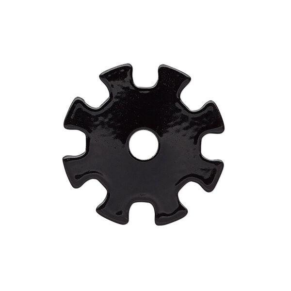 Component, painted steel, black, 25mm gear with 4mm center hole. Sold per pkg of 6. image number 0