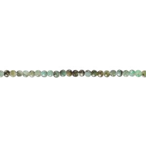 Emerald 1pkg1, hand-cut faceted round bead 12 inch 2mm