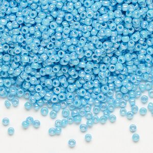 Seed bead, Dyna-Mites™, glass, pkg/1/2kg, #11 round, opaque rainbow light turquoise blue, (742R 11/0 RR).