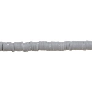 Bead, polymer clay, opaque light grey, 4x1mm heishi. Sold per pkg of (2) 15-1/2" to 16" strands.