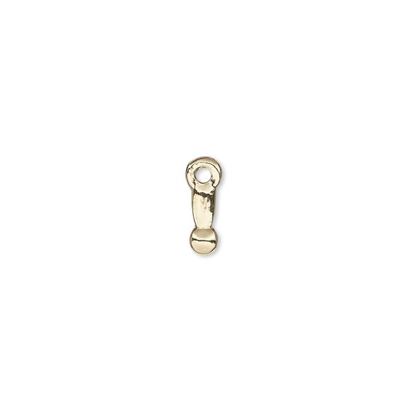 Charm, gold-finished "pewter" (zinc-based alloy), 7.5x3mm exclamation mark. Sold per pkg of 2. image number 0