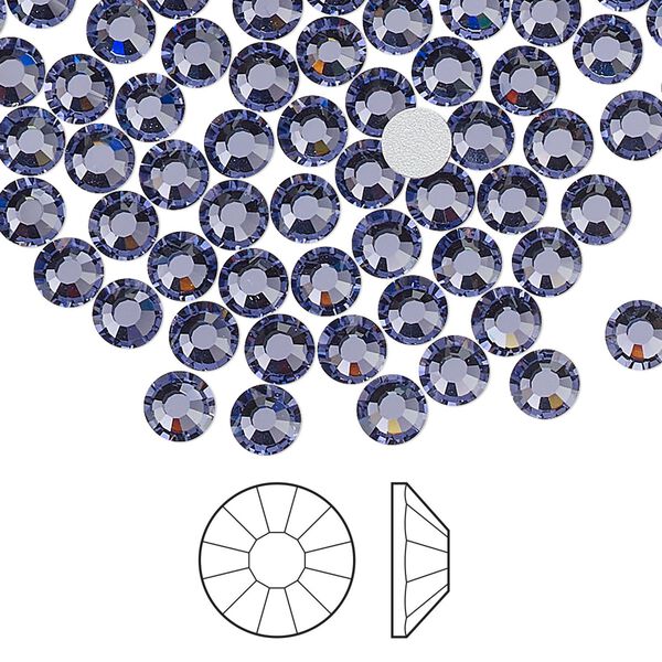 Flat back 144pk tanzanite foil back, Preciosa Viva 12® Czech crystal rhinestone 4.6-4.8mm chaton rose round SS20 image number 0