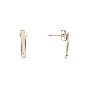 Earstud 1pkg2 14Kt gold-filled, 13x2mm bar / earnuts, 1 pair