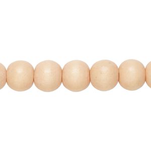 Bead, Taiwanese cheesewood (dyed/waxed), light orange, 7-8mm round. Sold per pkg of (2) 16-inch strands.