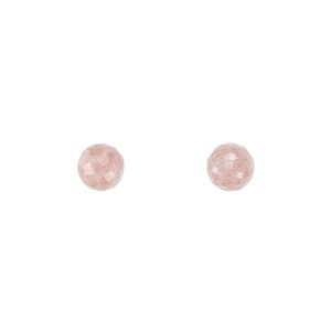 Strawberry quartz 1pkg2, hand-cut half-drilled faceted round bead natural 6mm