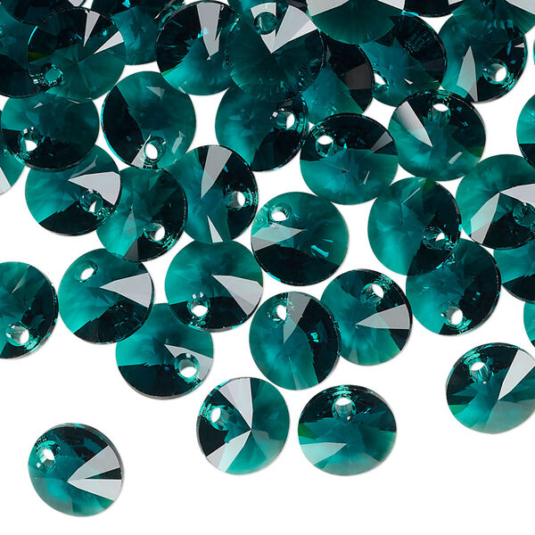 Drop 12pk emerald, Crystal Passions® 8mm pendant mini disk 6428 image number 1