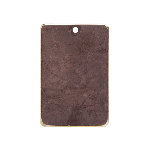 Focal, brass, earth tone brown patina, Pantone® color 19-1321, 30x20mm double-sided rectangle. Sold per pkg of 6. image number 0