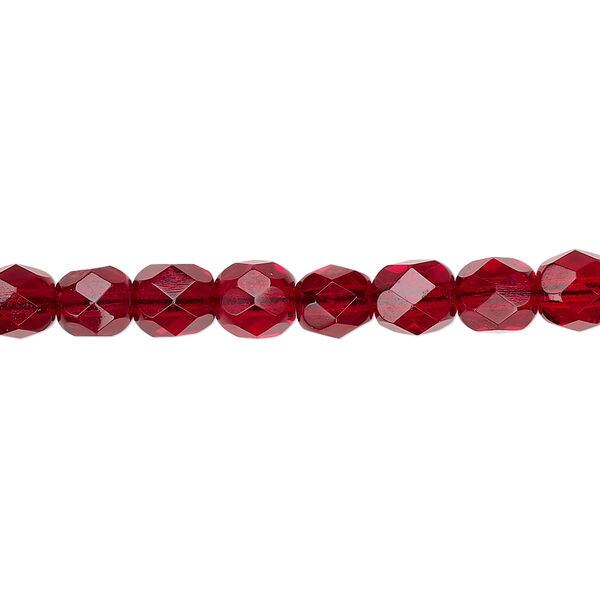Bead, Czech fire-polished glass, translucent garnet red, 6mm faceted round. Sold per pkg of 1,200 (1 mass). image number 0
