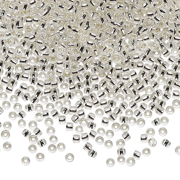 Seed bead, TOHO BEADS®, glass, pkg/7.5g, #11 round, transparent silver-lined crystal clear (TR-11-21). image number 0