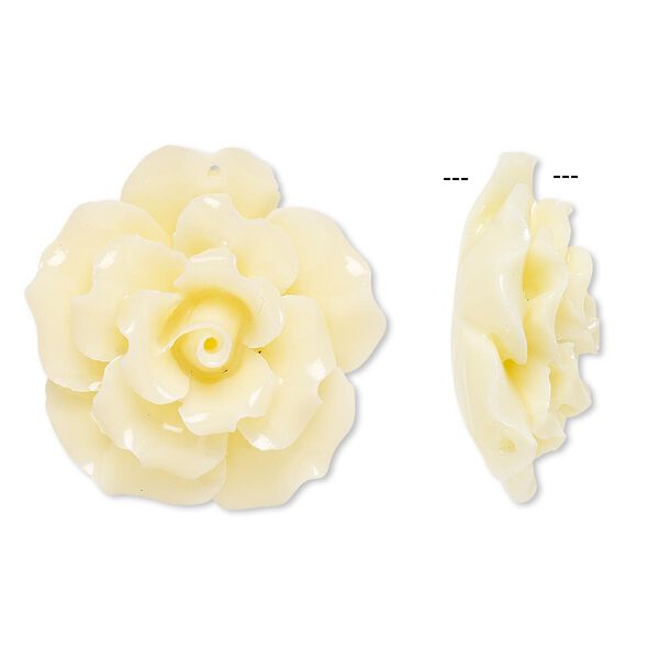 Focal, resin, antique white, 35x35mm flower. Sold individually. image number 0