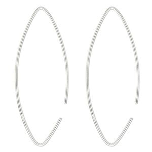 Ear wire 1pkg2 sterling silver, 45mm marquise, 1 pair