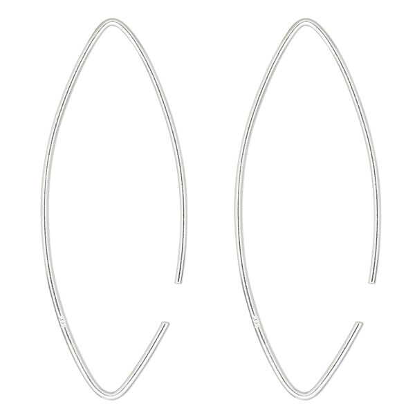 Ear wire 1pkg2 sterling silver, 45mm marquise, 1 pair image number 0