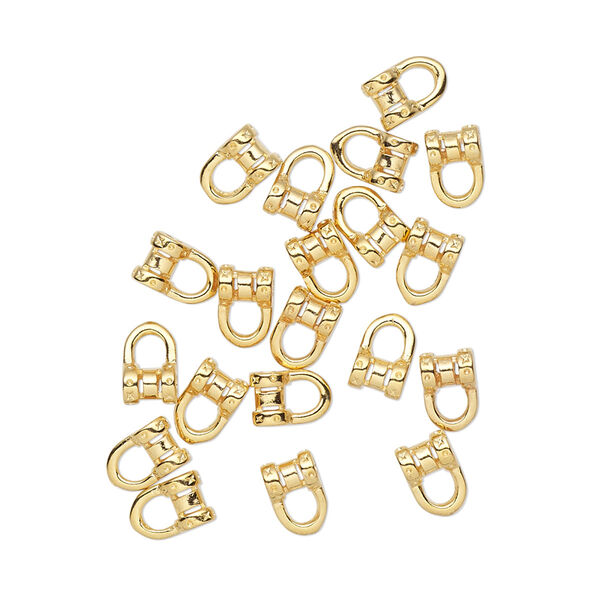 Crimp, gold-plated brass, 6x4mm tube with loop, 1.5mm inside diameter. Sold per pkg of 20. image number 0