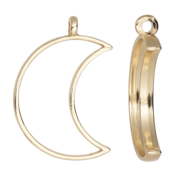 Focal, gold-finished "pewter" (zinc-based alloy), 32x25mm open moon. Sold per pkg of 2. image number 0