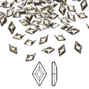 Flat back 24pk crystal silver shade foil back, Crystal Passions® 6.6x3.9mm diamond 2773