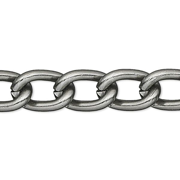 Chain, anodized aluminum, gunmetal, 5mm curb. Sold per pkg of 25 feet. image number 0