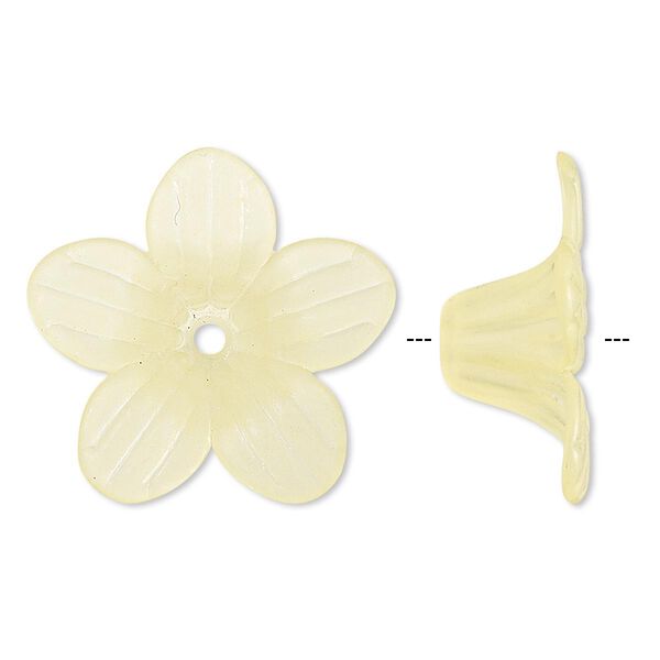 Component, acrylic, frosted yellow, 24x10mm flower. Sold per pkg of 50. image number 0