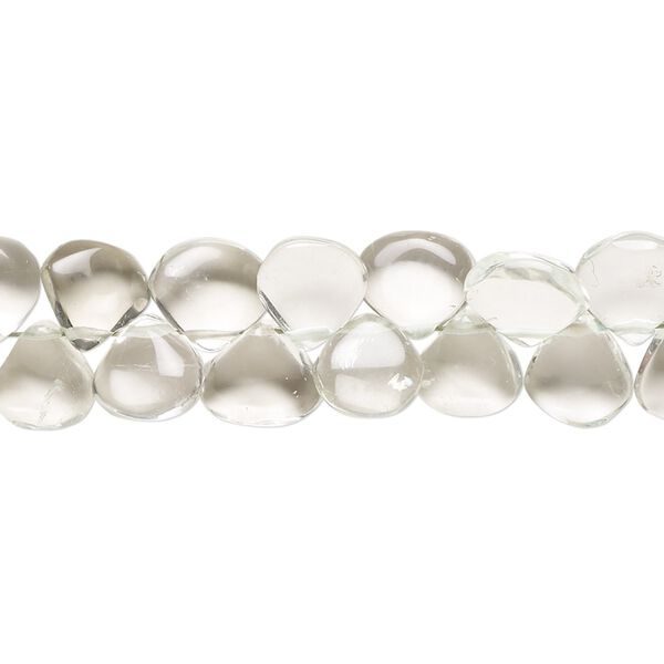 Green quartz 1pkg1, hand-cut top-drilled puffed teardrop bead 10 inch 7x6mm-9x9mm image number 0