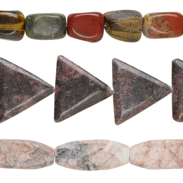 Bead mix, glass and multi-gemstone (natural / dyed / stabilized / heated / irradiated / man-made / imitation), mixed colors, 16x8mm-41x24mm mixed shapes, Mohs hardness 3 to 7. Sold per pkg of (3) 15-inch strands. image number 0