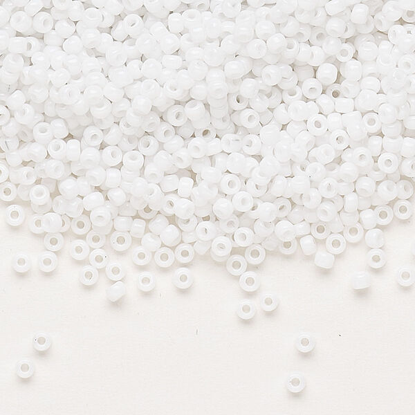 Seed bead, Dyna-Mites™, glass, pkg/40g, #11 round, opaque white, (743 11/0 RR). image number 0