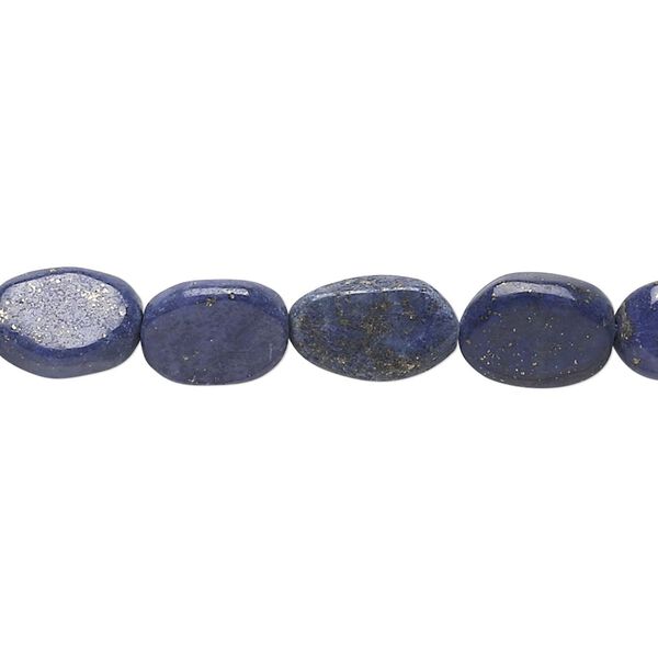 Lapis lazuli 1pkg1, hand-cut flat oval bead 13 inch 9x7mm-12x8mm image number 0