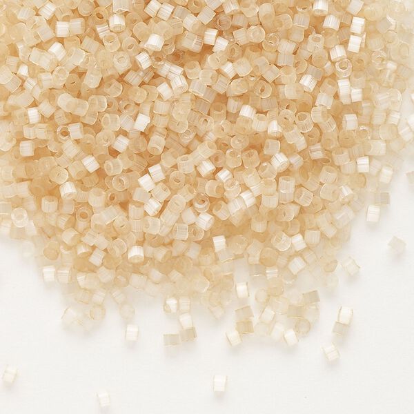 Seed bead, Delica®, glass, pkg/250g, #11 round, opaque silk satin glazed luster light topaz (DB-0674). image number 0