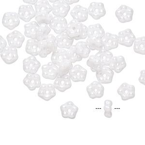 Bead, Preciosa, Czech pressed glass, opaque alabaster snow white, 5x2mm forget-me-not flower. Sold per pkg of 50.
