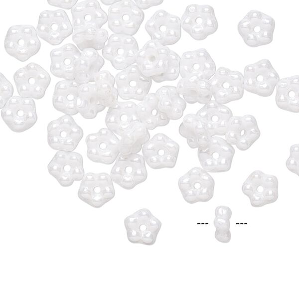 Bead, Preciosa, Czech pressed glass, opaque alabaster snow white, 5x2mm forget-me-not flower. Sold per pkg of 50. image number 0
