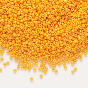 Seed bead, Miyuki, glass, pkg/35g, #15 rocaille, opaque outside dyed squash, (RR-1478).