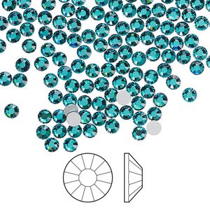 Flat back 144pk blue zircon foil back, Preciosa Viva 12® Czech crystal rhinestone 3-3.2mm chaton rose round SS12