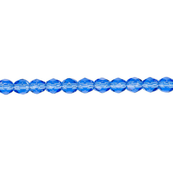 Bead, Czech fire-polished glass, light cobalt, 4mm faceted round. Sold per pkg of 1,200 (1 mass). image number 0