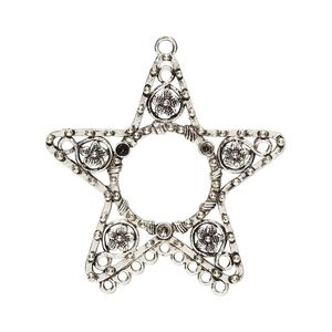 Focal, antique silver-finished "pewter" (zinc-based alloy), 68x66mm star. Sold individually.