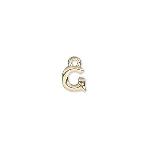 Charm, gold-finished "pewter" (zinc-based alloy), 7.5x7mm alphabet letter G. Sold per pkg of 2.