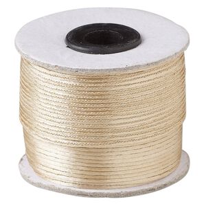 Cord, Satinique™, satin, light brown, 1mm. Sold per 200-foot spool.